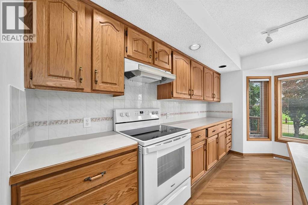 Close-up view of the quality oak kitchen cabinetry