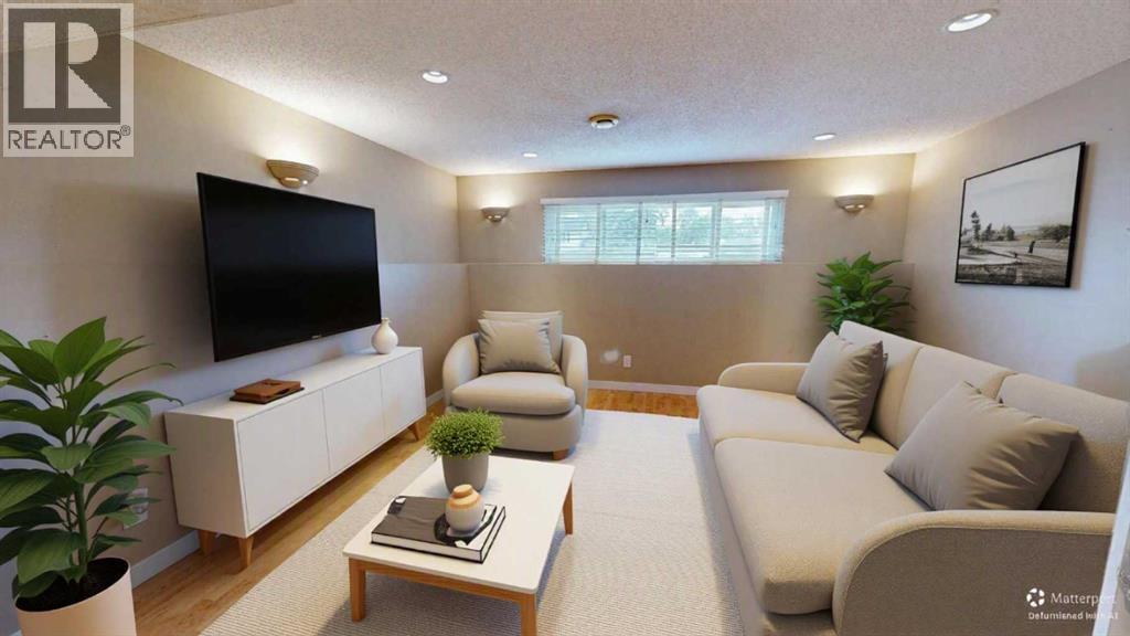 Virtually Staged Basement Living Room