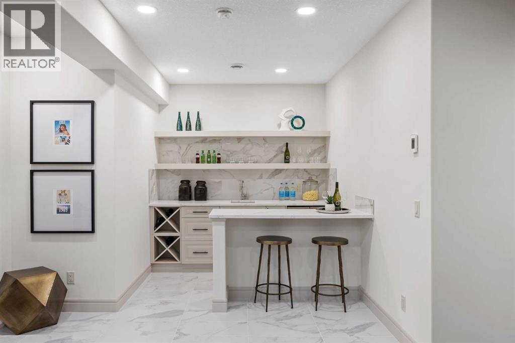Lower level wet bar with heated floors