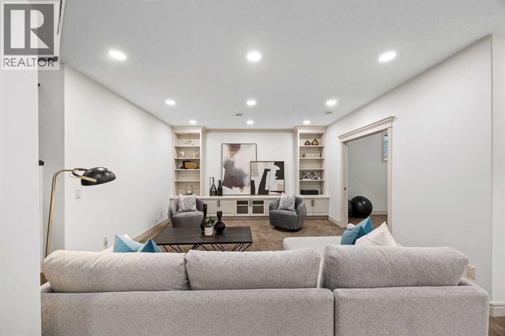 Rec room with built-in cabinetry