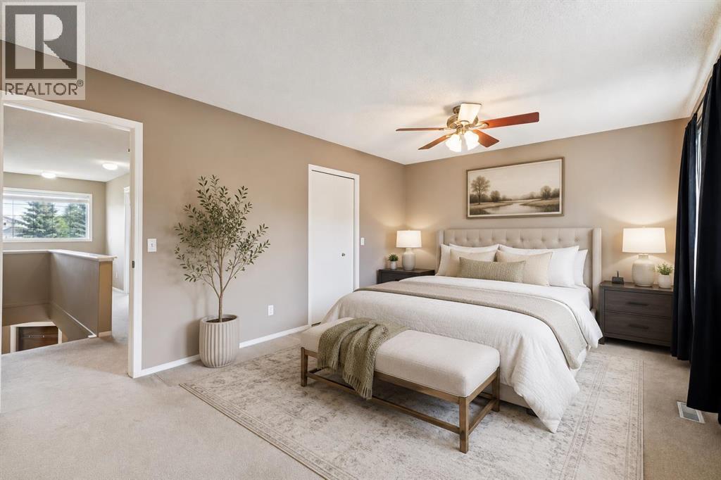 Virtually staged primary bedroom