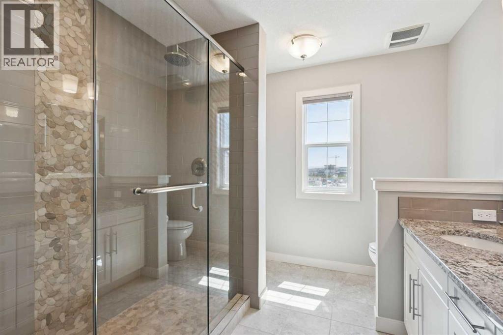 Oversized shower with feature stone work