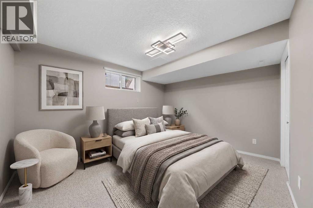 Virtually staged lower bedroom