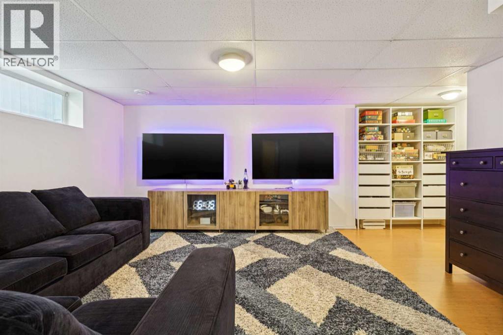 Family room in basement