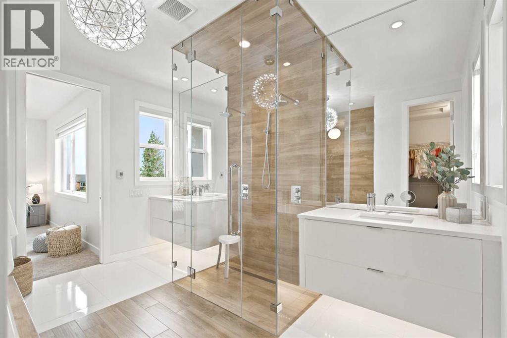Ensuite bathroom with dual vanities