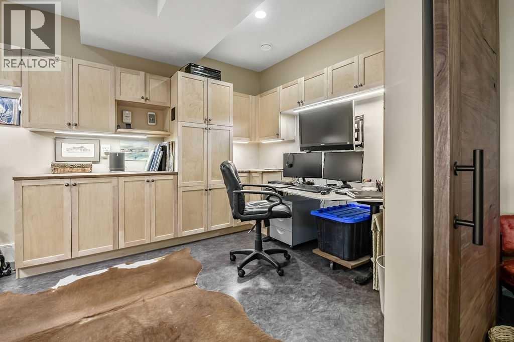 Office space features built in cabinets for all your files and projects