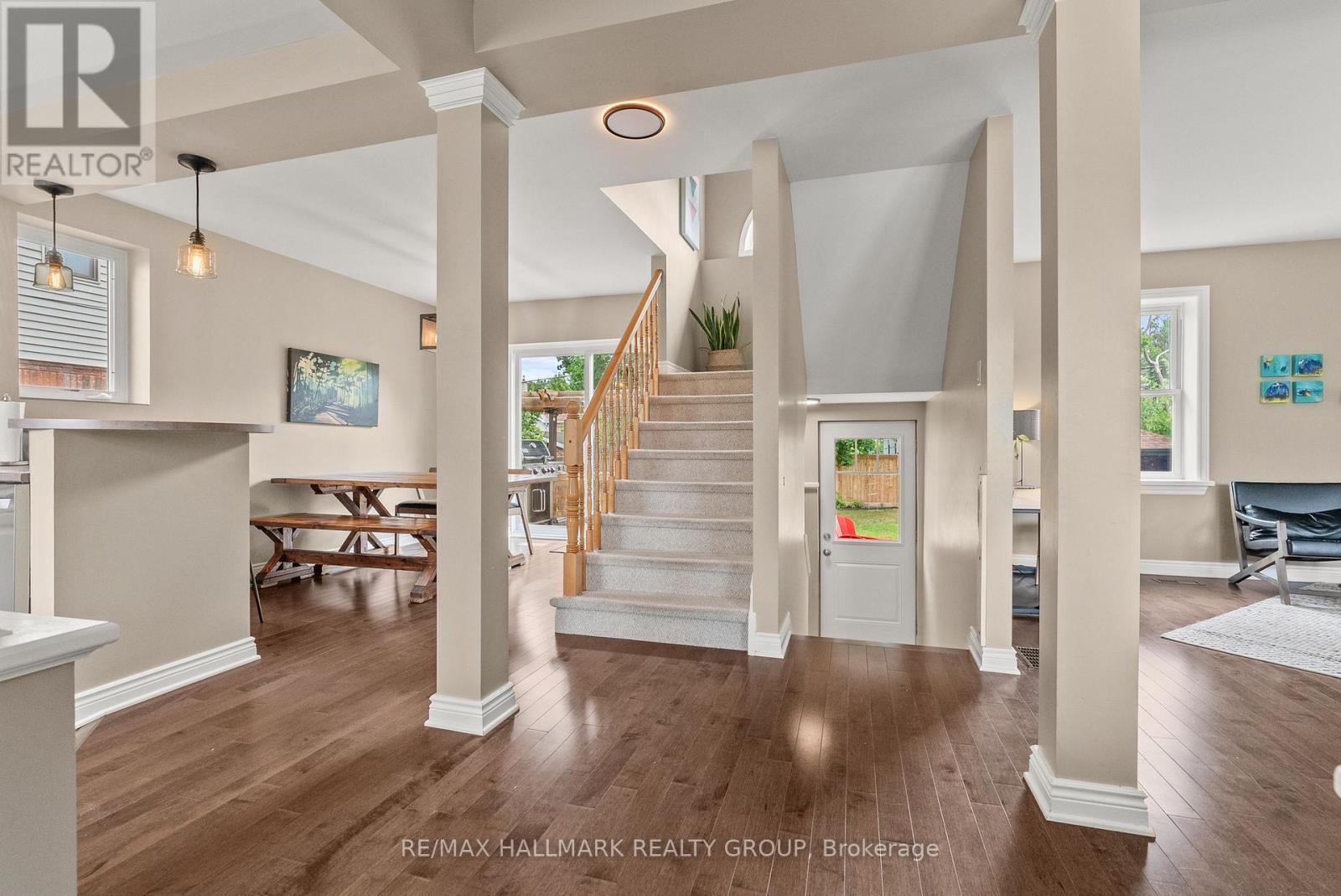 Open concept main floor with hardwood floors