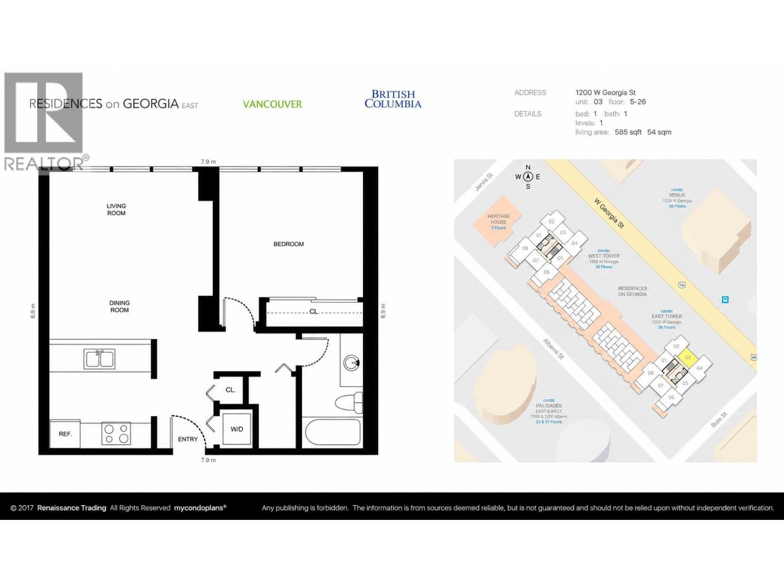 1 Bed, 1 Bath House for Rent in Vancouver – 2303 1200 W GEORGIA STREET, Vancouver – MLS# R3146795 - Image 8