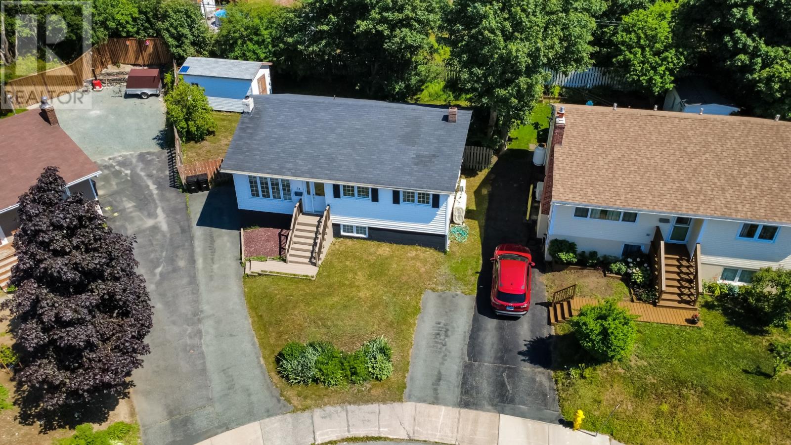 Pie-shaped lot. Survey available.