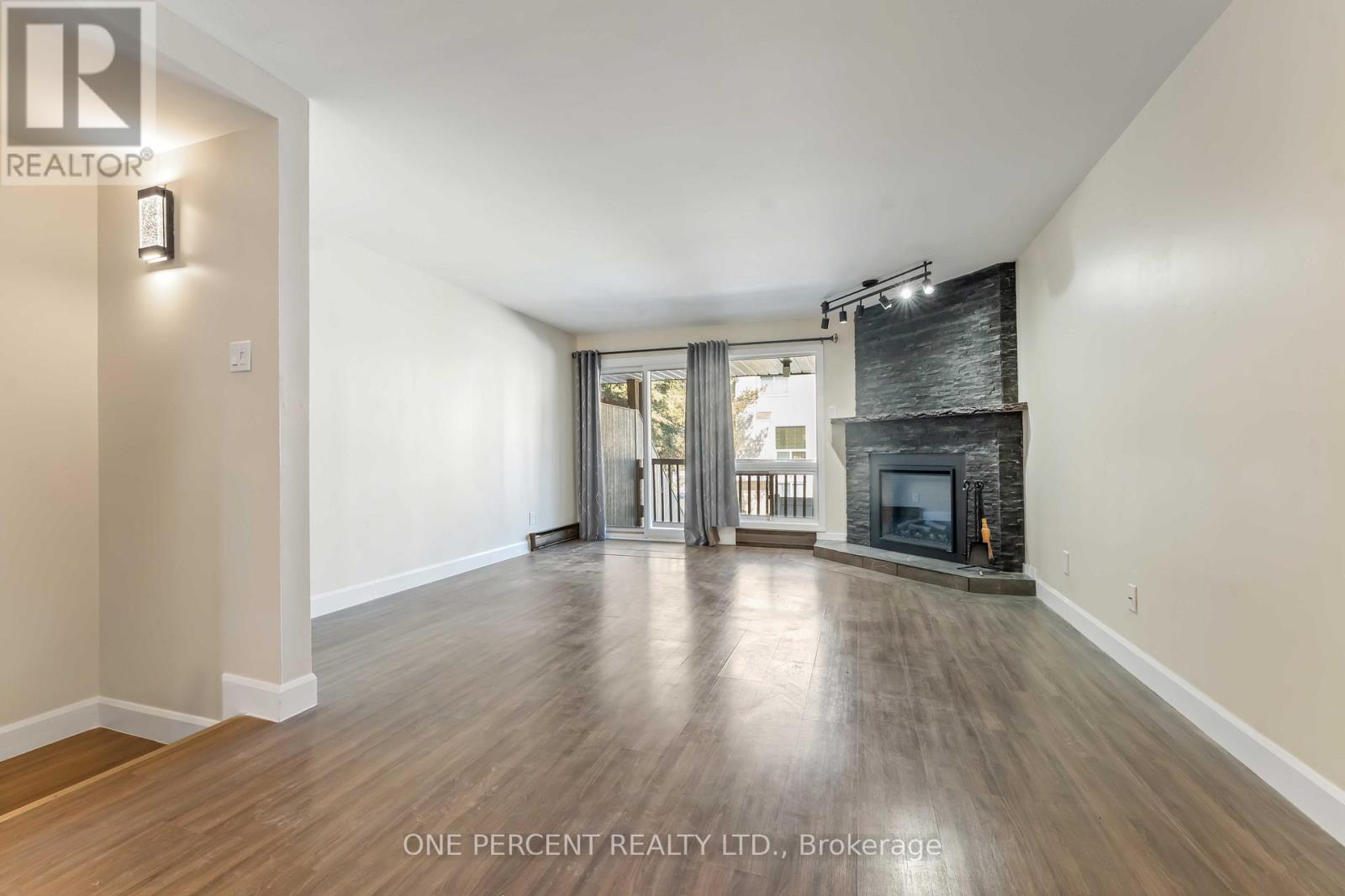 Living room with new electric fireplace