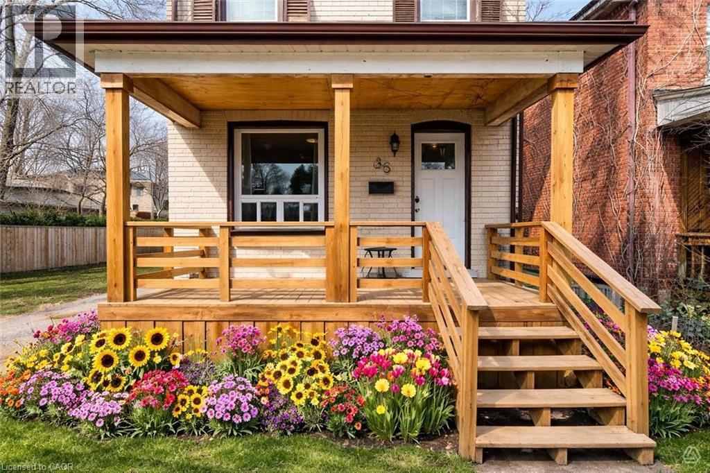Inviting front porch with natural wood construction