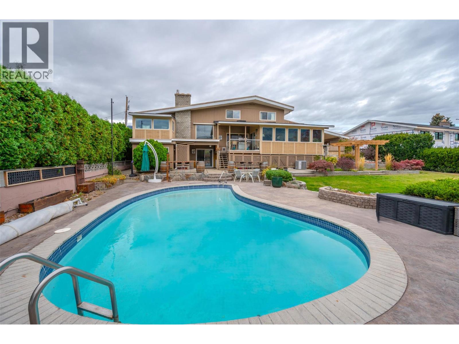 Back yard with salt water pool