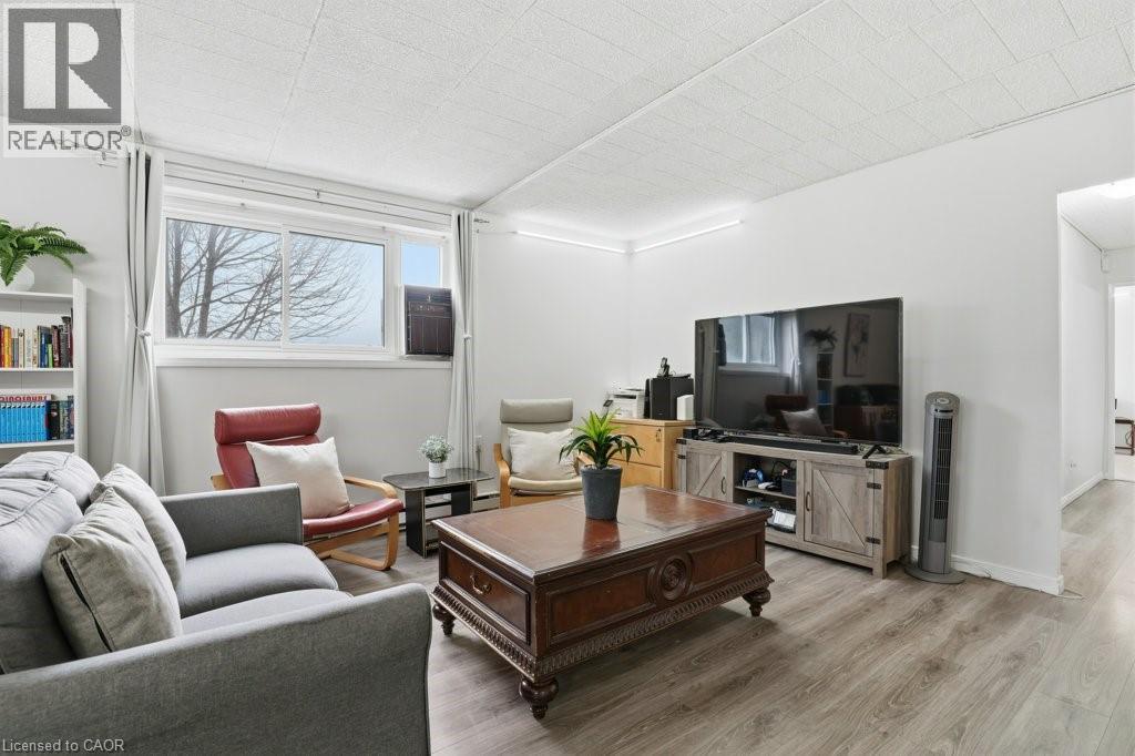 Open concept layout with central living room space