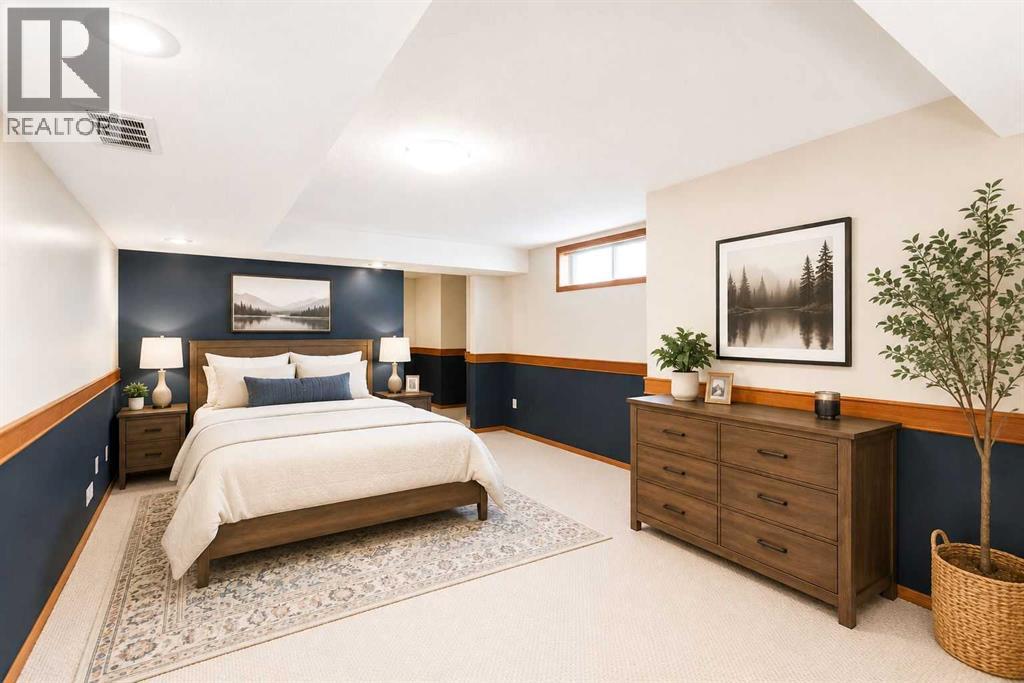 Virtually Staged Bedroom in Basement