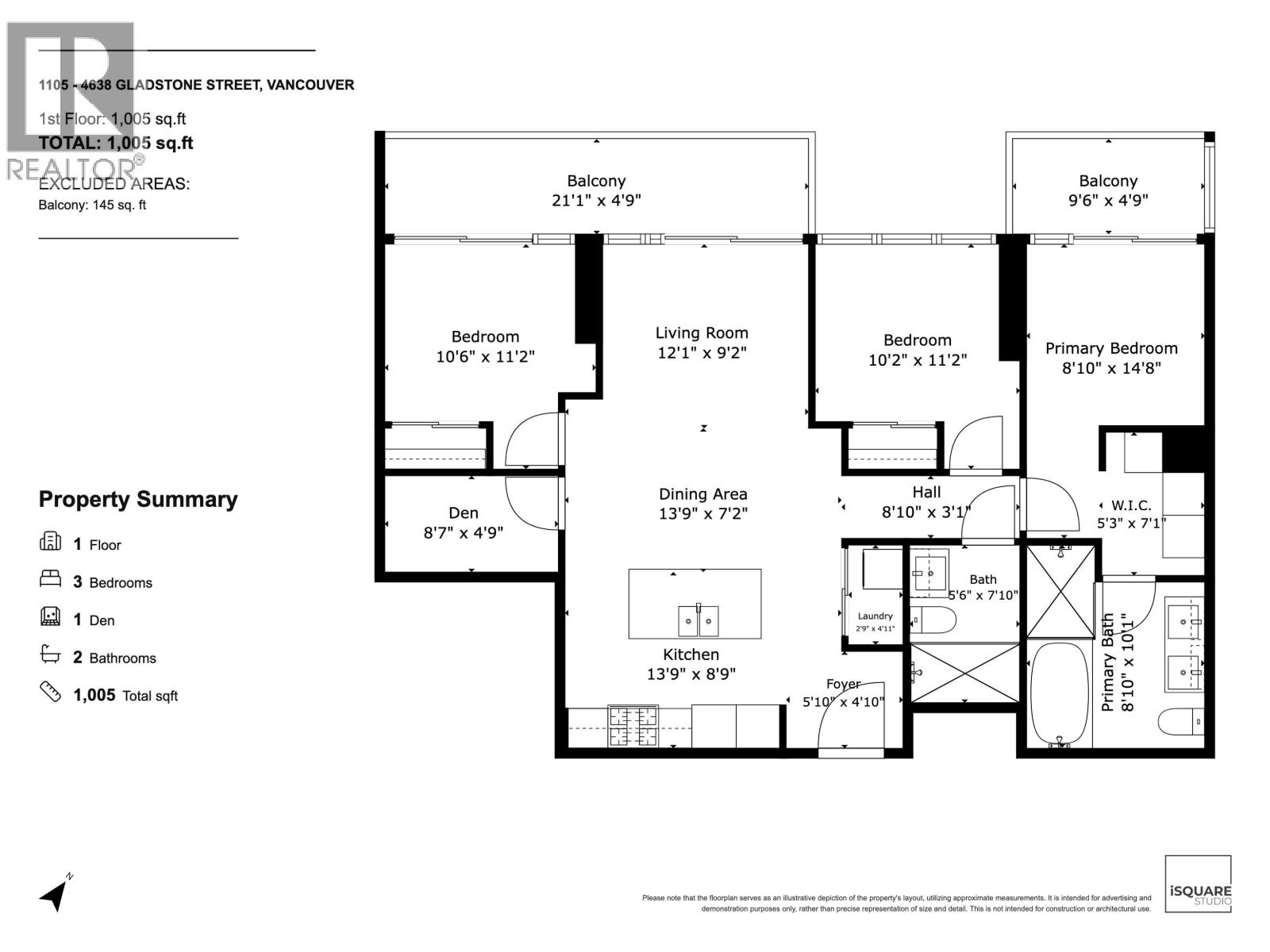 1105 4638 GLADSTONE STREET, Vancouver