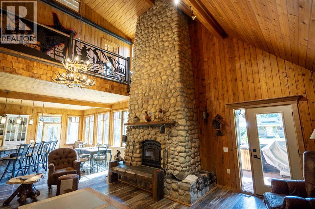 Towering Riverstone Fireplace