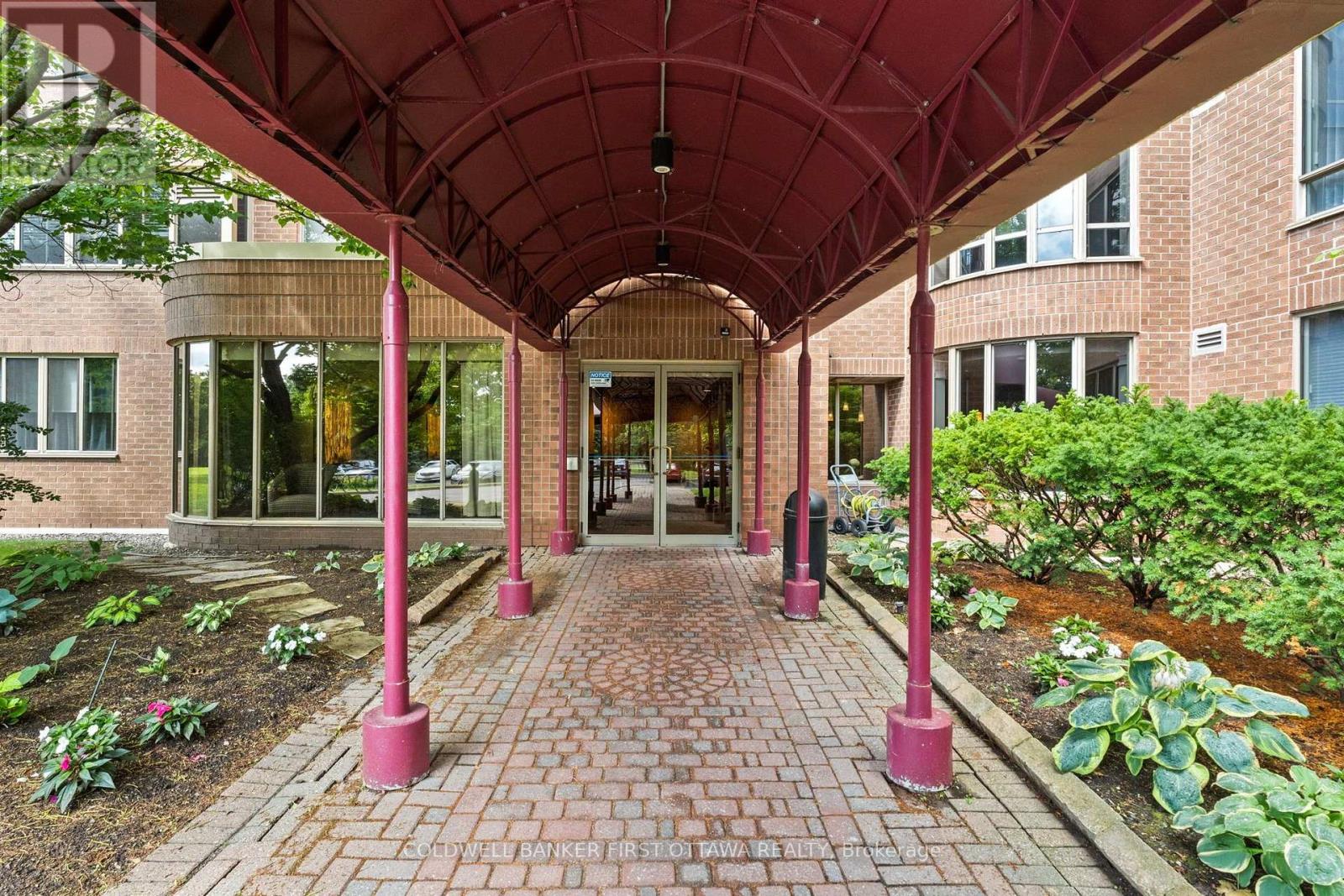 Covered interlock main entry way.