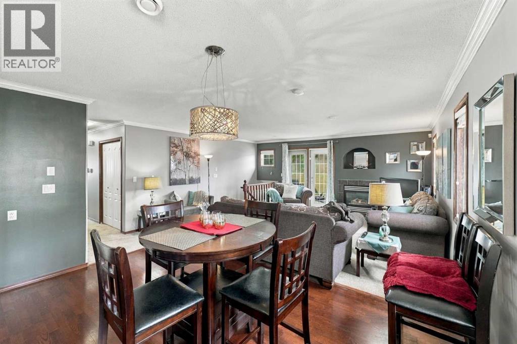 The dining area offers plenty of space to gather with family and friends