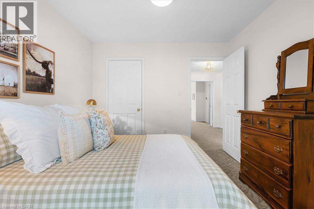 Neutral wall paint, textured carpeting, and white paneled doors