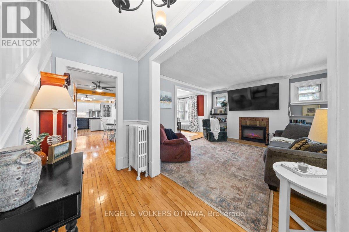 Spacious living area with fireplace