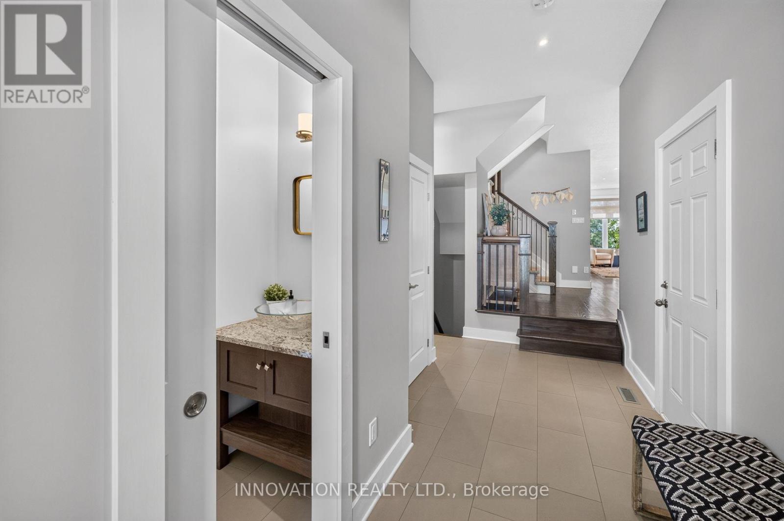 The powder room is removed from entertaining areas