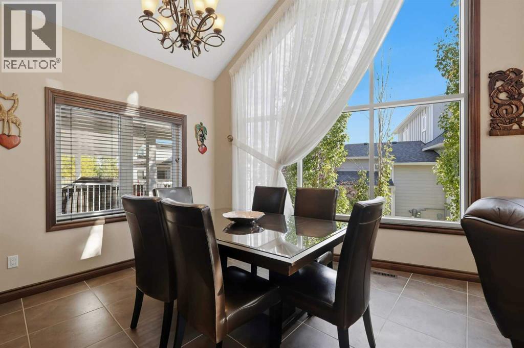A dedicated dining area offers plenty of space to gather for meals with family and friends