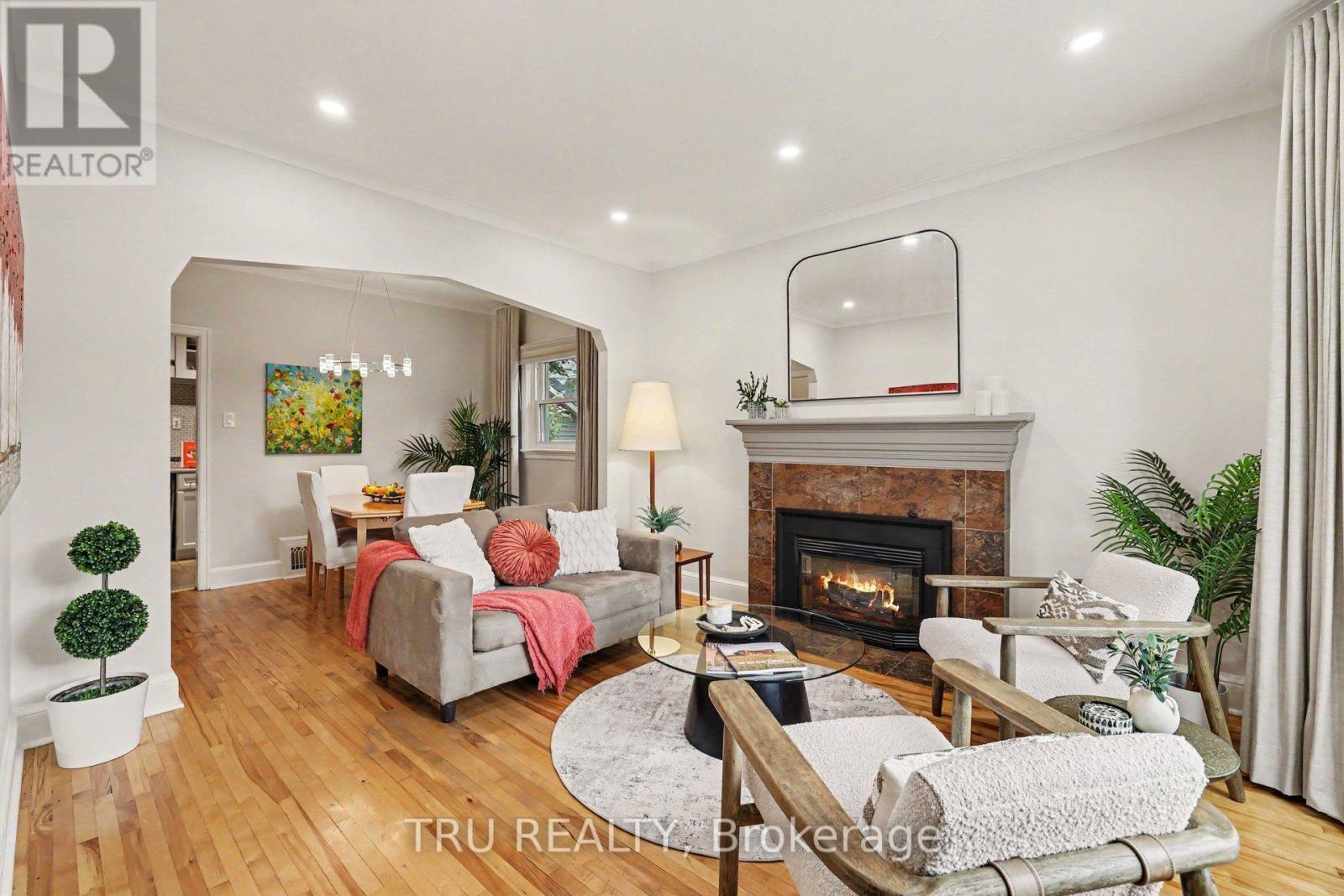 Cozy up by the fire in this welcoming living room