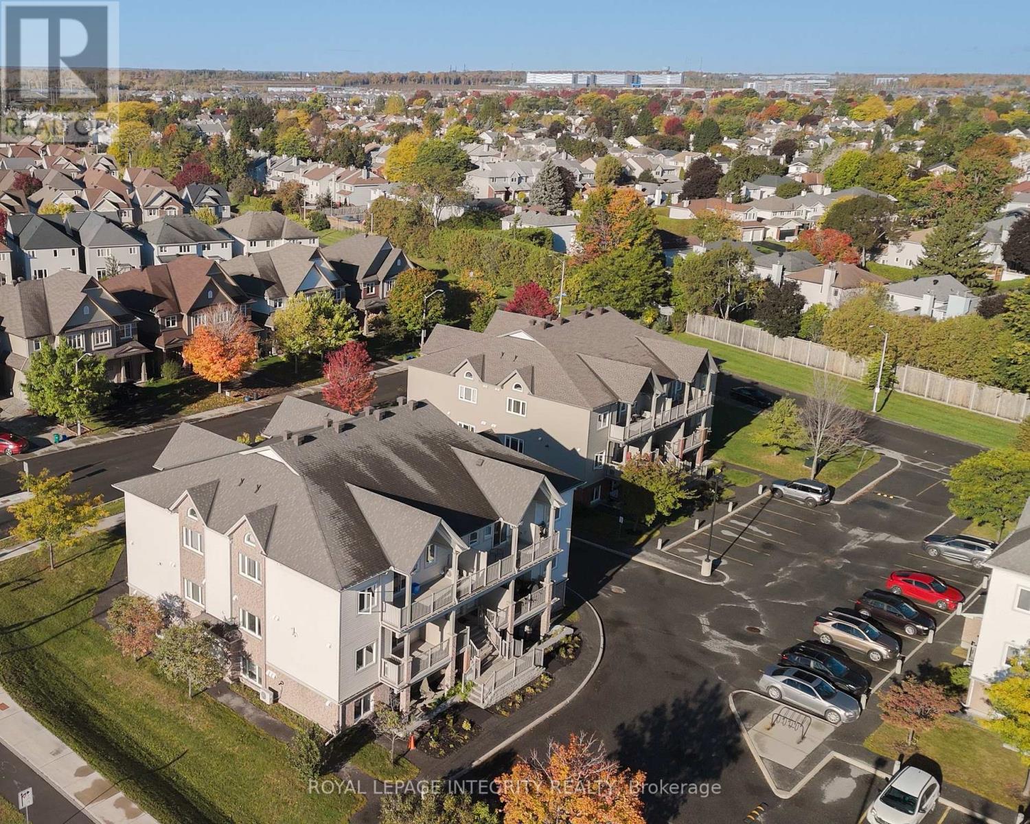 Aerial view of a quiet, well-kept complex