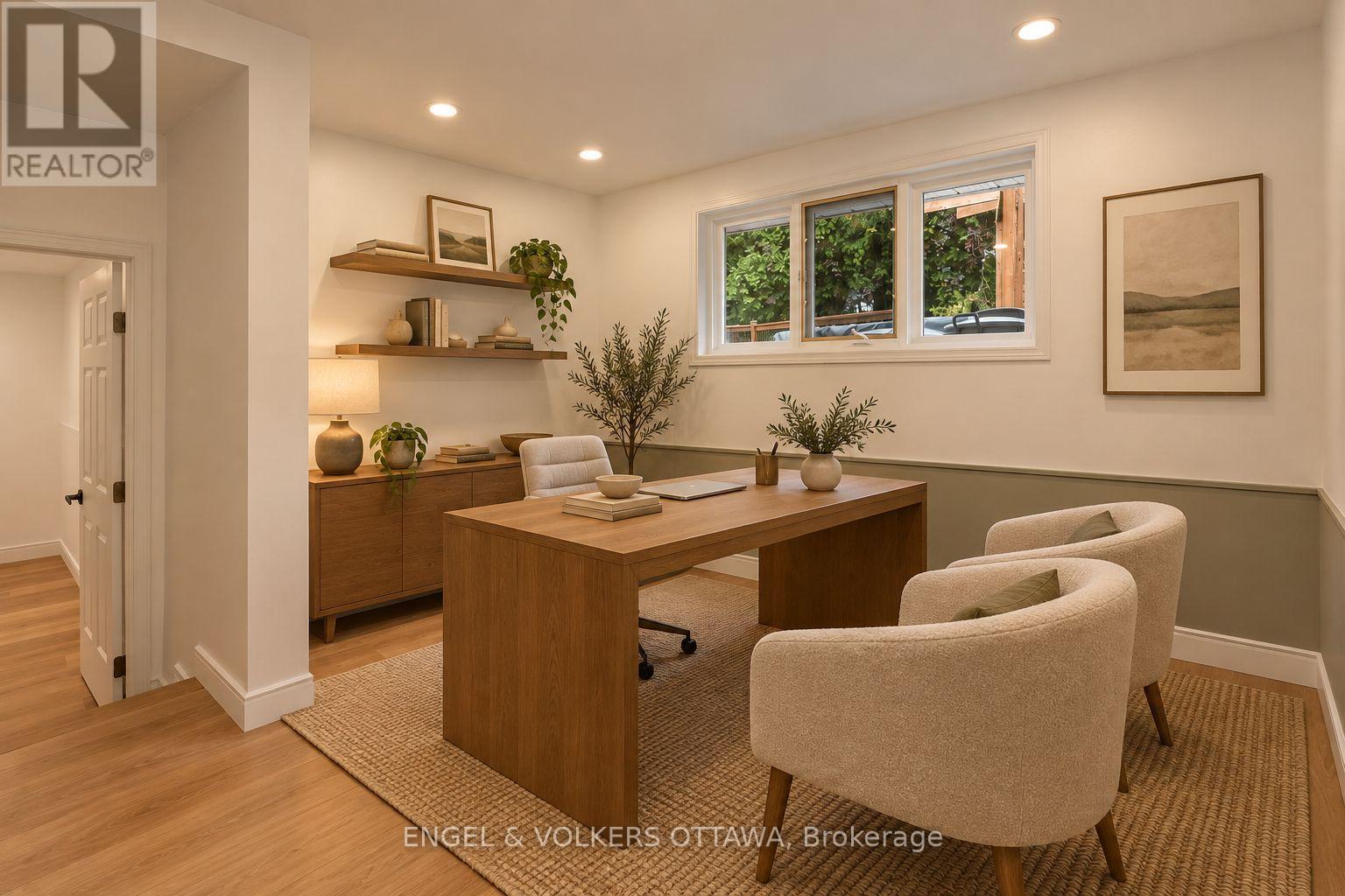Virtually Staged Basement Office