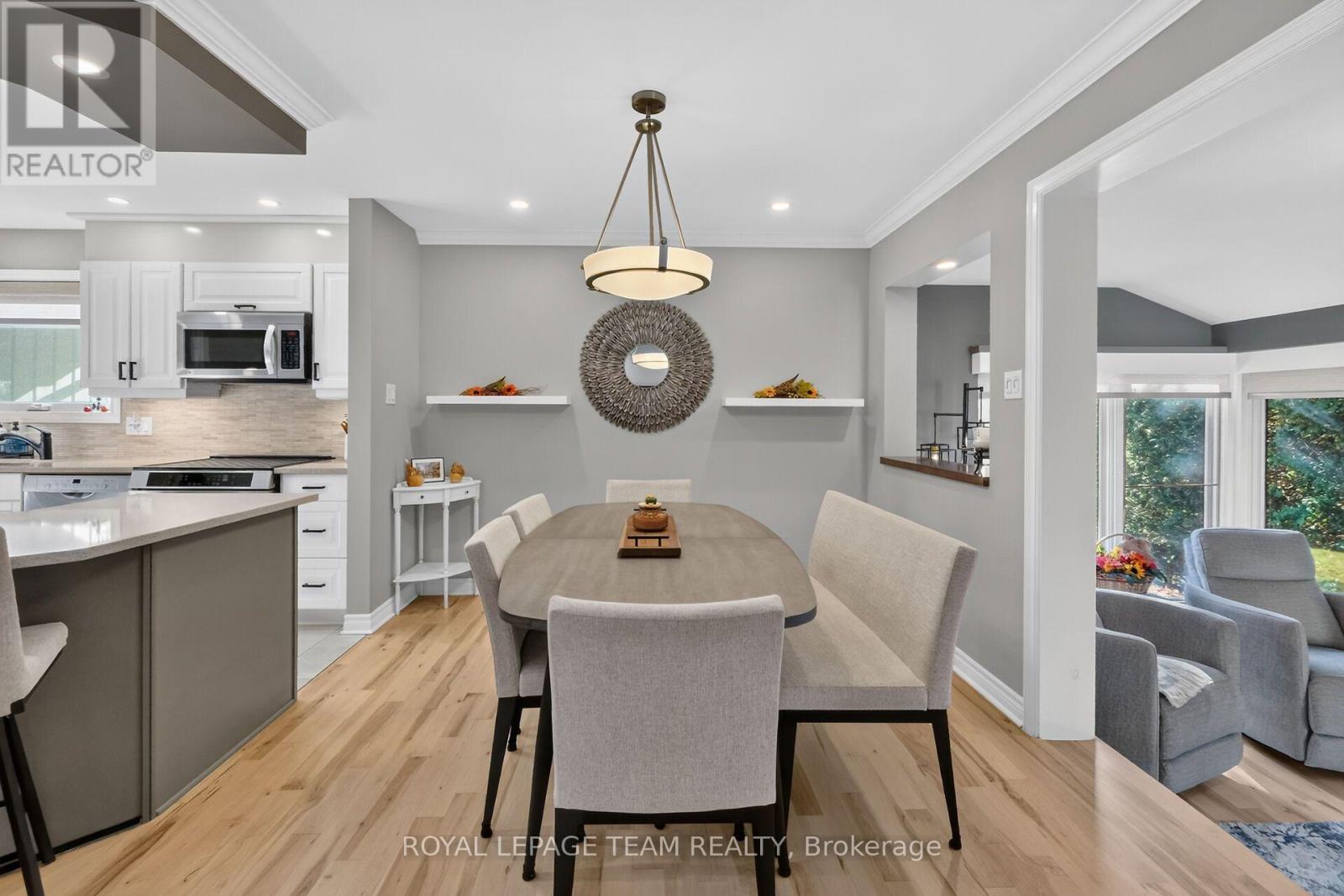 Dining Rm with easy access to Kitchen & Sunroom.