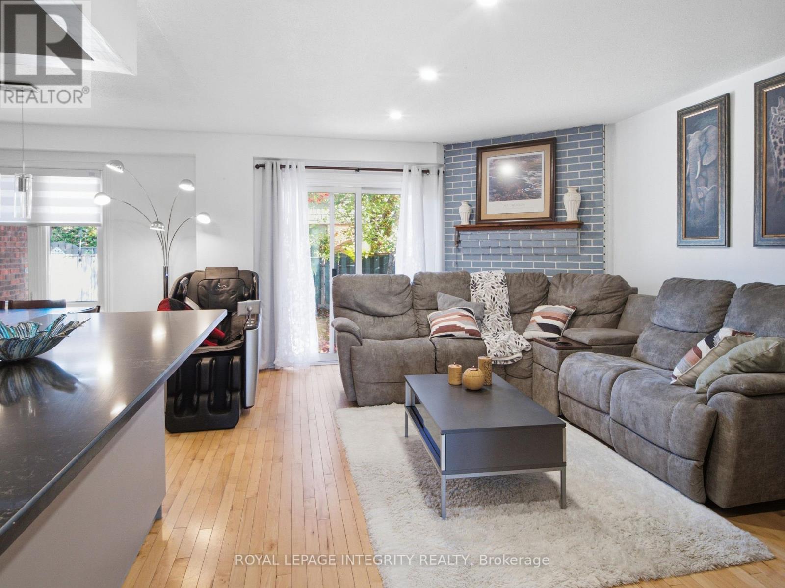 Cozy living room with patio walkout