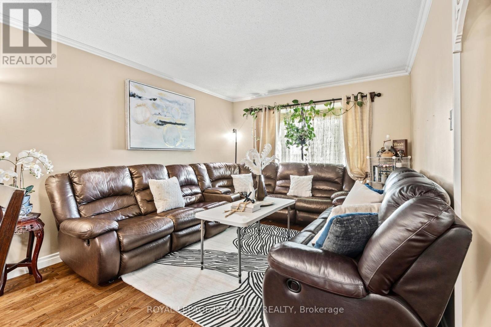 Living room with bay windows