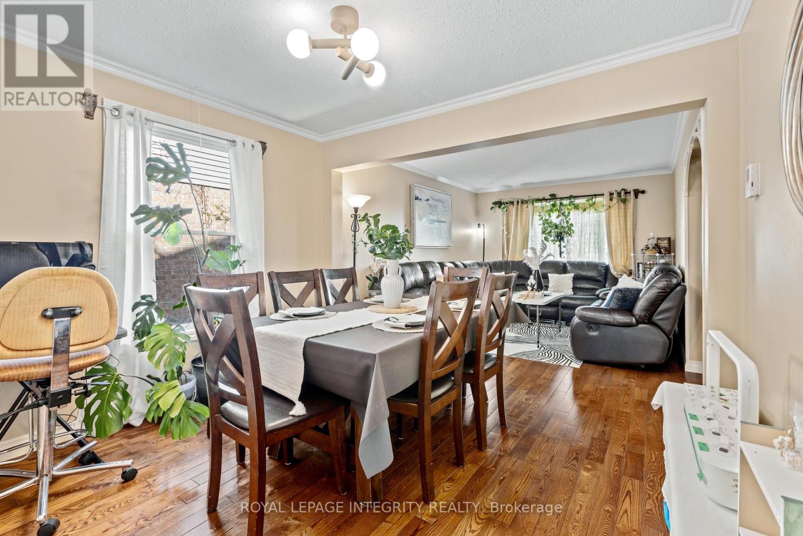 Dining room connected with living room and kitchen