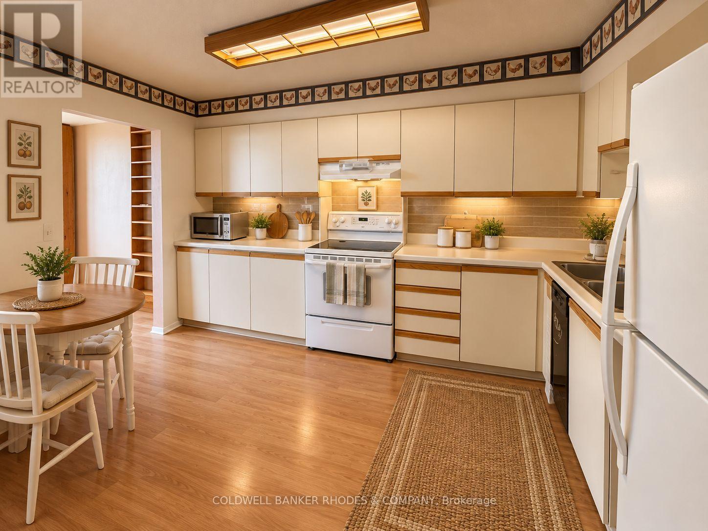 Virtually staged kitchen with room for table