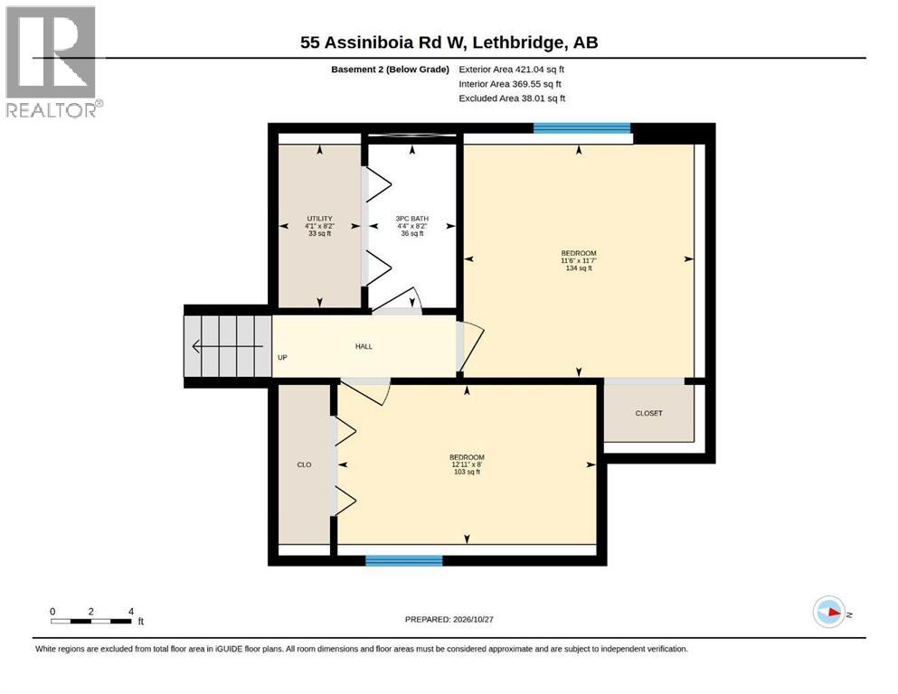 4th level basement with two bedrooms and bathroom