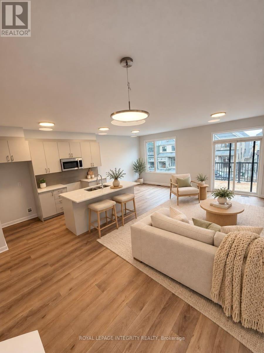 Virtually staged: kitchen flows into living
