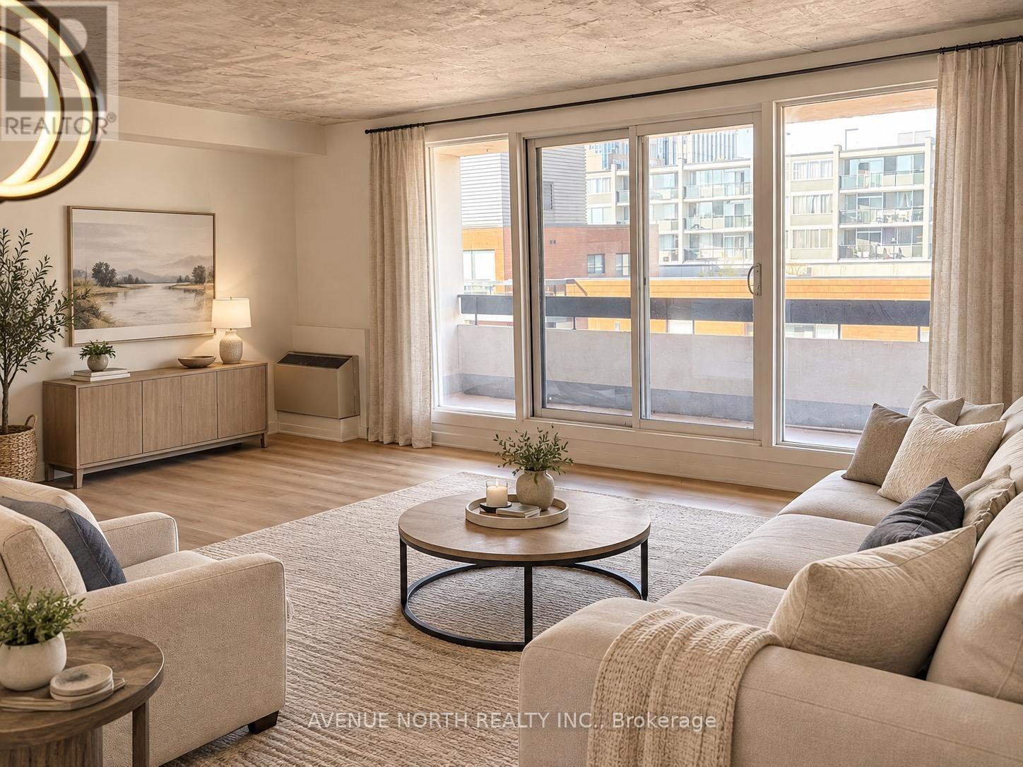 virtually staged open concept living room