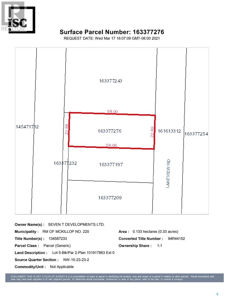 Lot 5 Lakeview Road, Mckillop Rm No. 220, Saskatchewan  S0G 0L0 - Photo 5 - SK997162