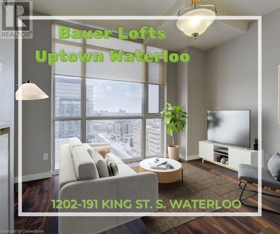 Sophisticated Loft Living in the Heart of Uptown Waterloo Welcome to Bauer Lofts, where modern urban living meets sophistication in Waterloo’s vibrant Uptown district. This premium 12th-floor one-bedroom loft boasts an open-concept design with soaring 12-foot ceilings, creating an airy and spacious atmosphere. Bathed in natural light from its northwest exposure, this stunning unit offers breathtaking sunset views and a private balcony, perfect for soaking in the city’s energy. Inside, you'll find two beautifully appointed bathrooms, including a full four-piece ensuite and a convenient powder room, ensuring comfort and privacy for you and your guests. Designed for both style and convenience, this loft includes one underground parking spot and a storage locker, providing added ease for daily living. As a resident of Bauer Lofts, you'll have access to premium amenities, including a state-of-the-art fitness center, secure underground parking, a resident lounge with a catering kitchen—ideal for entertaining—and a rooftop terrace with BBQ area. With unparalleled access to dining, shopping, and entertainment, this sought-after location offers everything you need right at your doorstep. Embrace the best of city living in this dynamic and modern space—your perfect Uptown lifestyle awaits! (id:48254)