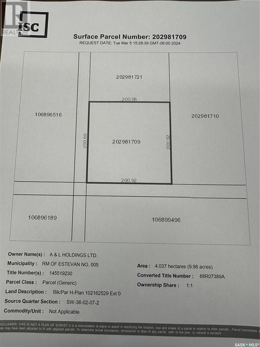 Rural address, estevan rm no. 5, Saskatchewan