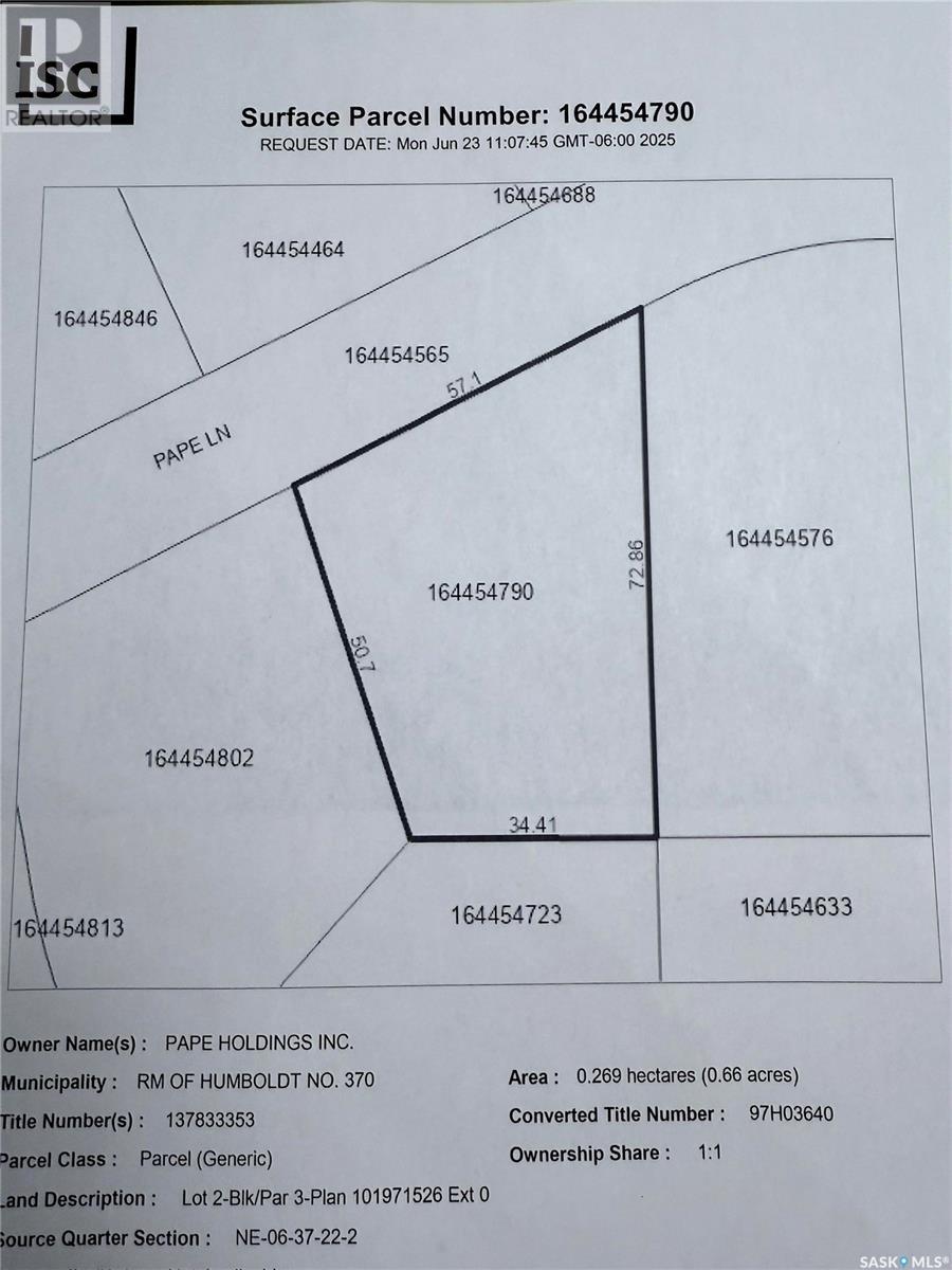 Lot 2 Blk 3 Pape Lane, Humboldt Rm No. 370, Saskatchewan  S0K 2A0 - Photo 2 - SK010667