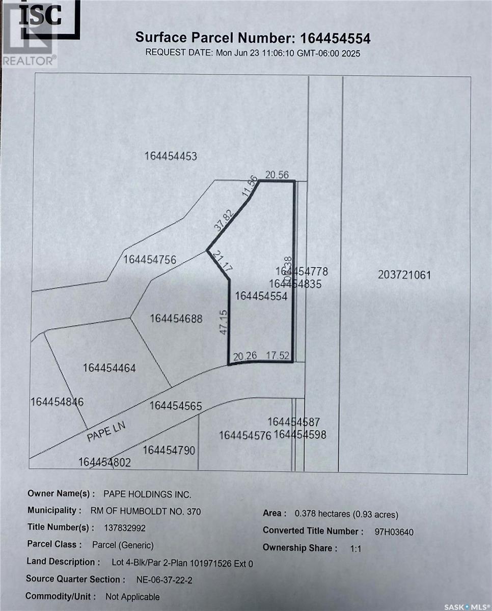 Lot 4 Blk 2 Pape Lane, Humboldt Rm No. 370, Saskatchewan  S0K 2A0 - Photo 3 - SK010731