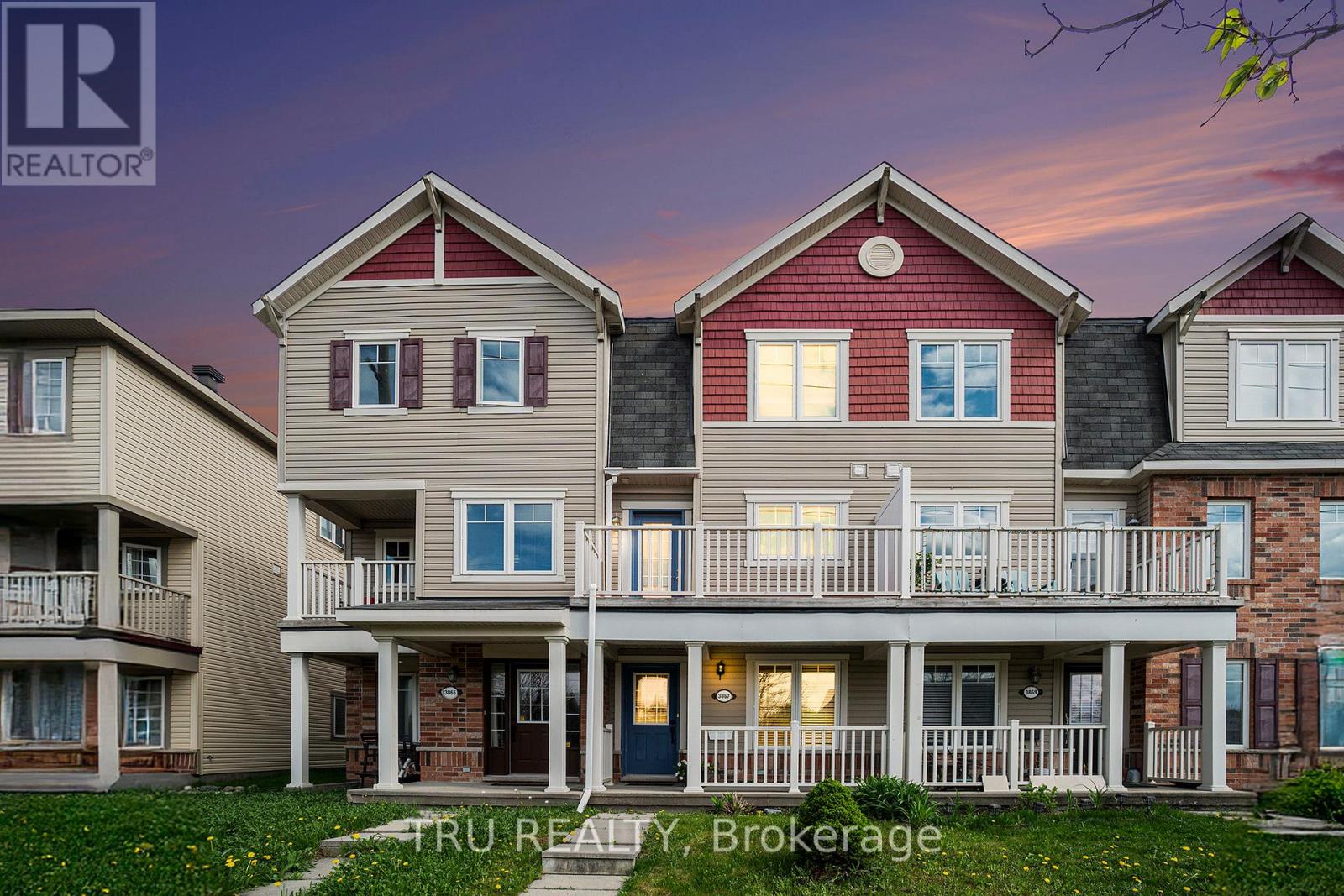 3867 Strandherd Drive Ottawa, Ontario Welcome to 3867 Strandherd Drive, BarrhavenThis stylish and spacious 3-storey freehold townhome is move-in ready and perfectly located in the heart of Barrhavenjust steps from schools, parks, shopping, transit, and more. Whether you're a first-time buyer, young professional, or investor, this home offers great value in a family-friendly neighbourhood.The main floor features a bright entryway with a large closet, a versatile den or office with hardwood flooring, a convenient powder room, in-unit laundry, and access to an oversized single-car garage with plenty of room for storage or a workspace.Upstairs, the open-concept second level is filled with natural light and offers a great layout for both daily living and entertaining. You'll find a spacious living and dining area, a functional kitchen with a cozy breakfast nook, and two private balconiesfront and backperfect for your morning coffee or summer BBQs.The third floor includes a large primary bedroom with a walk-in closet, a second well-sized bedroom, and a sleek 3-piece bathroom. Stylish finishes throughout include hardwood, vinyl, and carpet flooring, plus modern lighting.Bonus: No condo fees!Recent updates include fresh paint, a new A/C unit, and a new dishwasherso you can move in with peace of mind.Don't miss your chance to own a beautiful home in one of Ottawas most desirable communities. Book your showing today and see why 3867 Strandherd Drive might be the perfect fit for you. (id:48254)