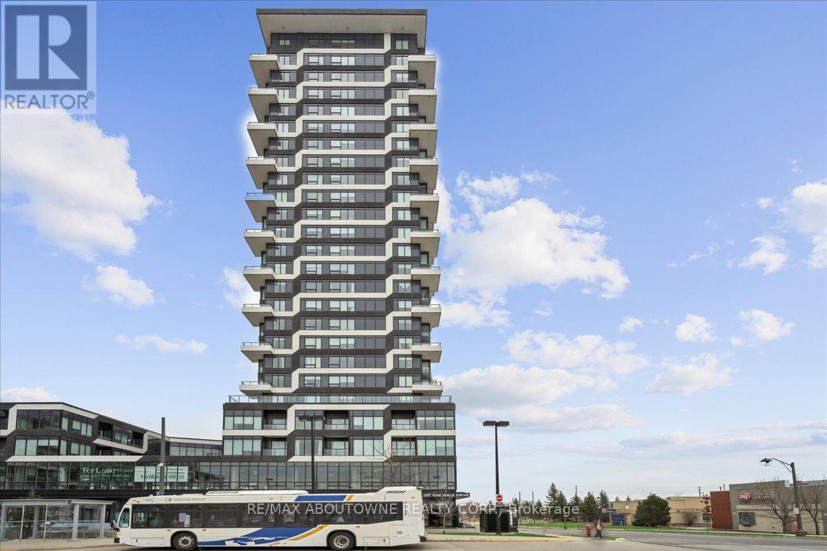 Experience upscale living in this beautifully upgraded 2-bedroom, 2-bathroom corner suite at the coveted Oak & Co. Condos. Welcome to 297 Oak Walk Drive Unit 2203. Enjoy breathtaking panoramic views of the lake and the entire Golden Horseshoe from the iconic CN Tower in Toronto to the escarpment views of Hamilton all from the comfort of your home. This bright and spacious unit features ~9' smooth ceilings, floor-to-ceiling windows that flood the space with natural light, and an open-concept layout designed for modern living. The contemporary two-toned kitchen boasts built-in appliances and elegant quartz countertops, while the home offers ample storage with large mirrored closets. Located in the vibrant heart of Oakville's Uptown Core, you're just steps from Walmart, Longos, Superstore, LCBO, restaurants, cafes, banks, and public transit. Minutes to Sheridan College, Oakville Hospital, and major highways including the 403, 407, and QEW. Enjoy world-class building amenities such as a rooftop terrace with BBQ area, fitness center, and swimming pool. This is urban condo living at its finest don't miss out! (id:48254)