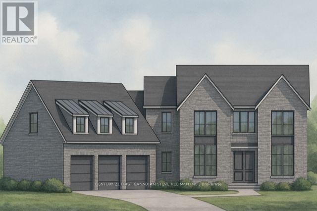Graystone Custom Homes proudly presents a one-of-a-kind luxury residence  exclusively designed for Lot 32, the only lot in the community capable of showcasing this grand architectural masterpiece. Set on a premium wide lot, this custom home commands attention from the very first glance. Two striking steep-gabled peaks crown the main wing, perfectly complemented by three elegant dormer windows above the triple-car garage  creating a truly distinguished front elevation that blends timeless design with modern grandeur. Inside, refined luxury and thoughtful functionality define every space. A wide, welcoming foyer sets the tone, flanked by a private executive office & a formal dining room, complete with an adjoining butlers pantry  ideal for seamless entertaining. Sunlight pours into the expansive great room & chefs kitchen each morning, highlighting the exquisite finishes & drawing focus to the showpiece: an oversized central island that invites connection and conversation. Discerning cooks will appreciate the generously sized walk-in pantry with a sink  easily convertible into a spice kitchen for gourmet preparation. From the garage, a designer mudroom awaits, featuring built-in bench seating & a spacious walk-in closet  combining everyday convenience with elevated design. Upstairs, the attention to detail continues. Each bedroom boasts its own private ensuite bath, offering the ultimate in comfort & independence for every family member or guest. The primary suite is a true sanctuary, bathed in natural light & featuring a luxurious spa-inspired ensuite with a freestanding tub framed by a transom window  a breathtaking detail that epitomizes luxury living. This residence is future-proofed for your family's evolving lifestyle, offering both privacy & togetherness in perfect balance. Uniquely situated across from a community trail access point (between Lots 10 and 11), Lot 32 offers not just exclusivity, but also connection to nature and the surrounding neighborhood. (id:48254)