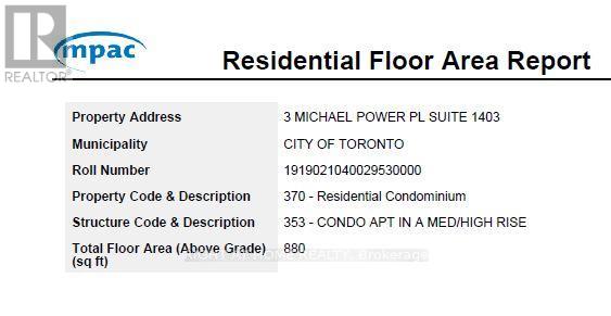1403 - 3 Michael Power Place, Toronto, Ontario  M9A 0A2 - Photo 34 - W12449521