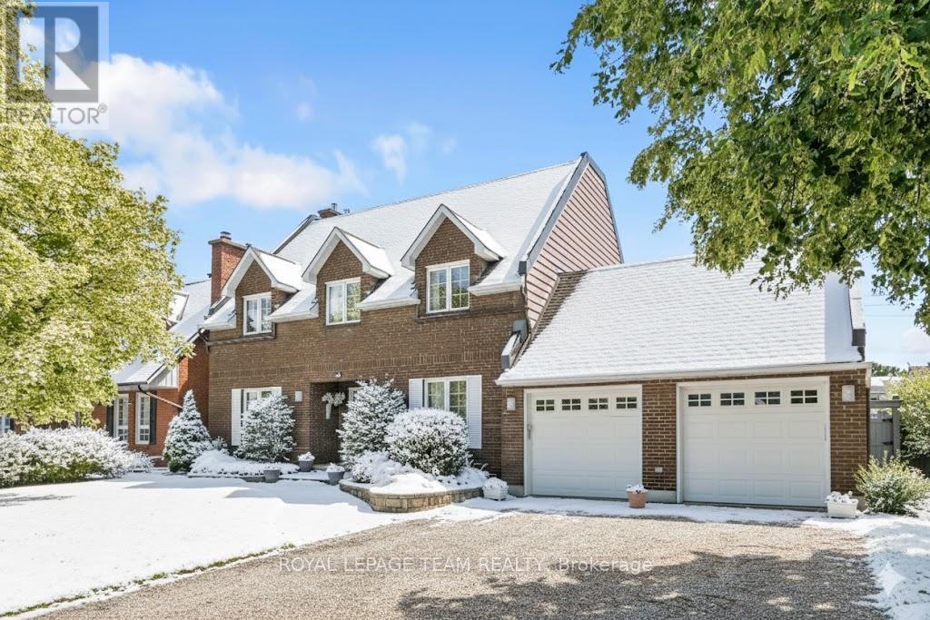 This impressive traditional brick two-storey home offers generous living space, quality craftsmanship, and a timeless design in the sought-after Hunt Club Woods community. Thoughtfully laid out, the home features four spacious bedrooms plus a versatile loft, four well-appointed washrooms, and a fully finished basement, making it ideal for growing families or those who value both comfort and functionality. The main level showcases elegant formal and informal living spaces, including a spacious formal dining room, a welcoming living room, and a cozy family room-both complete with fireplaces that add warmth and character. The eat-in kitchen is designed for everyday living and entertaining, featuring a gas range stovetop, stainless steel appliances, and ample cabinetry, with easy access to the backyard. Upstairs, the primary bedroom retreat is highlighted by a massive five-piece ensuite, offering a spa-like setting to unwind. The additional bedrooms are well sized, complemented by the open loft area that works perfectly as a home office, reading space, or secondary family area. The finished basement extends the living space and provides flexibility for recreation, a home gym, or guest accommodations. Additional features include inside entry to a full double garage, with convenient rear yard access. Outdoors, the backyard is a private oasis framed by lush greenery and a full hedge, creating exceptional privacy. A deck offers the perfect spot for outdoor dining and relaxation, while the full irrigation system helps maintain the beautifully landscaped grounds. Ideally located just minutes from the Ottawa International Airport, top-rated schools, scenic golf courses, parks, public transit, and vibrant shopping destinations, this home delivers the perfect balance of tranquility and convenience. A rare opportunity to own a distinguished residence that combines luxurious living, comfort, and enduring appeal in one of Ottawa's most established neighbourhoods. (id:48254)