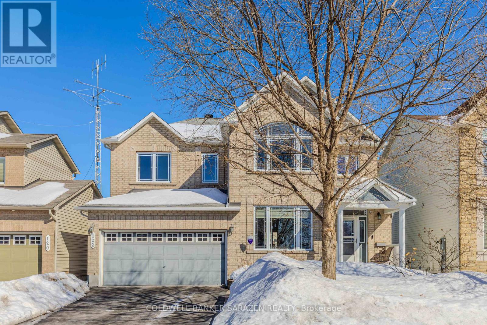 Built in 2009, this stunning Chapman Mills home is nestled on a quiet street and features 9-foot ceilings with premium hardwood floors across both the main and second levels. The bright, open-concept layout is anchored by a cozy family room with a gas fireplace and oversized windows. The modern kitchen boasts elegant quartz countertops, stainless steel appliances, and a breakfast area leading to a massive 20' x 20' cedar wooden deck in a fully fenced backyard with a storage shed.The second floor features an extraordinary primary suite with a 5.5-meter width, walk-in closet, and a luxury 5-piece ensuite. Three additional spacious bedrooms share a second 5-piece bathroom with double vanities. For added convenience, the home is equipped with a Central Vacuum system, and HRV Air Exchanger for improved indoor air quality and humidity control. Parking is exceptional with a widened interlock driveway (extended by 0.5m) that fits 4 cars, plus a 2-car garage for a total of 6 parking spaces. The large unfinished basement with two bright windows offers endless potential for a gym or theatre. Ideally located just 2km from Barrhaven Town Centre and top schools like Longfields-Davidson Heights, with quick access to Chapman Mills and Longfields Drive for an effortless commute. (id:48254)