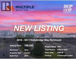 3018 5511 HOLLYBRIDGE WAY, Richmond, British Columbia