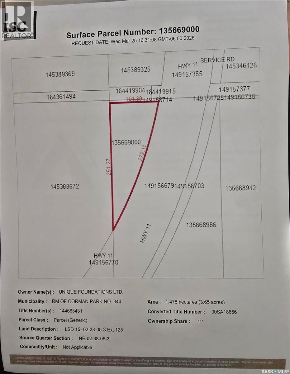 3.6 Acre Build Site, corman park rm no. 344, Saskatchewan